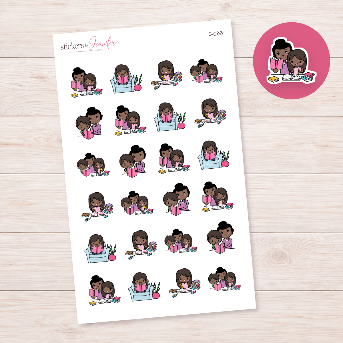 Learning at Home Character Planner Stickers — Black | C-088