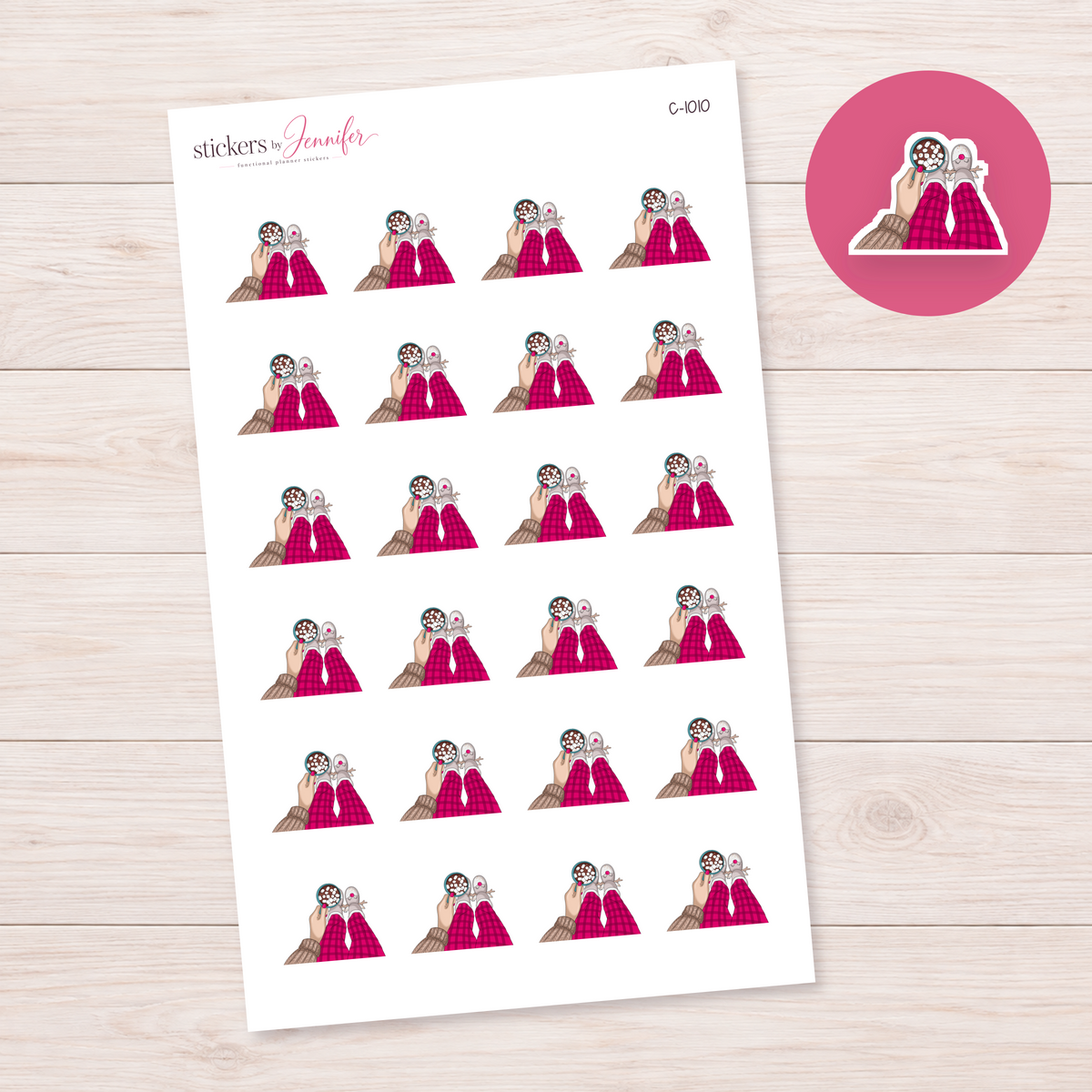 Hot Cocoa & Christmas Pajamas Planner Stickers | C-1010