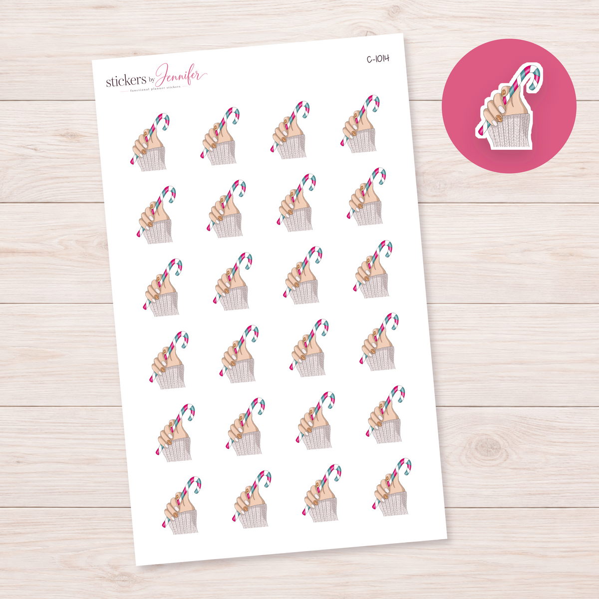 Candy Cane and Knit Sleeve Planner Stickers | C-1014