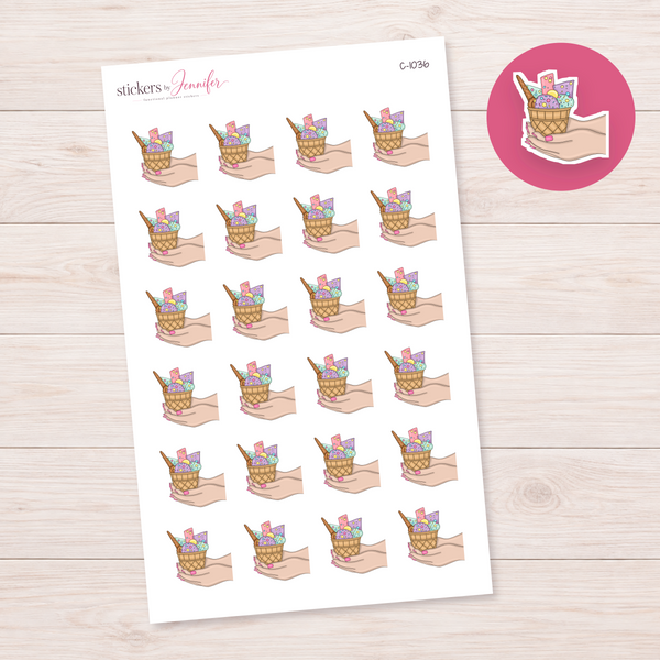 Ice Cream Sundae in Hand Planner Stickers | C-1036