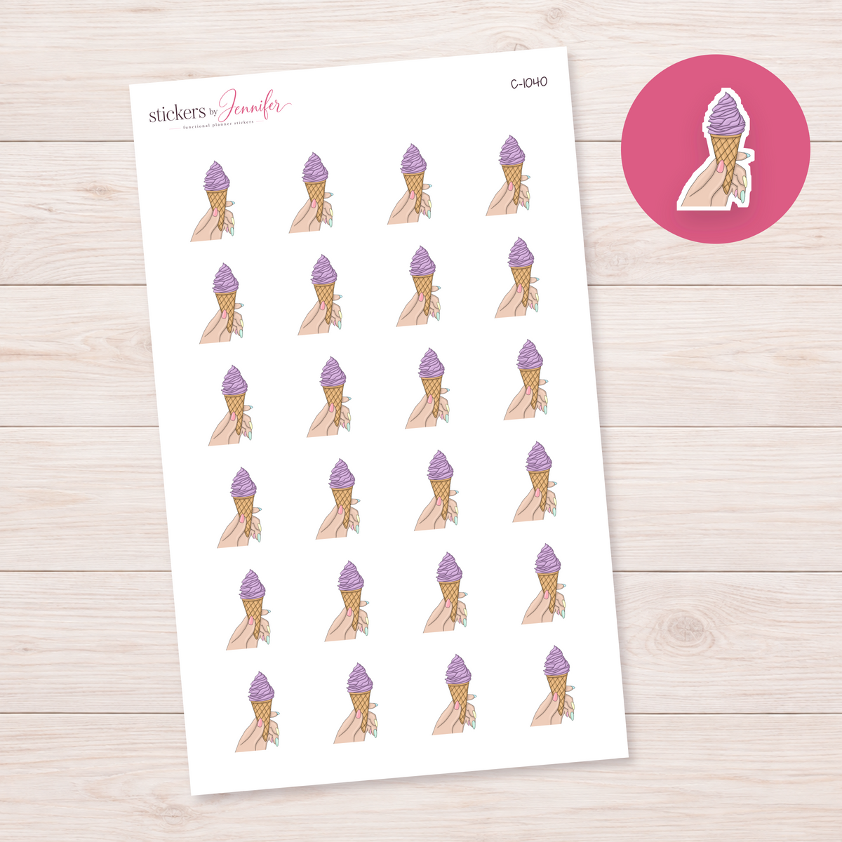 Lavender Soft Serve in Hand Planner Stickers | C-1040