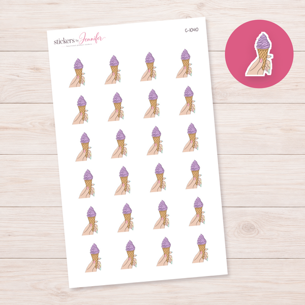 Lavender Soft Serve in Hand Planner Stickers | C-1040