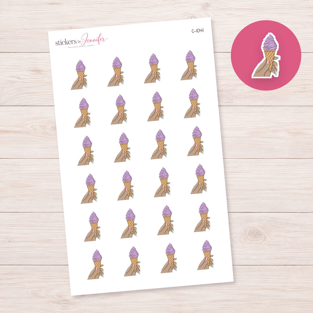 Purple Soft Serve in Hand Planner Stickers | C-1041