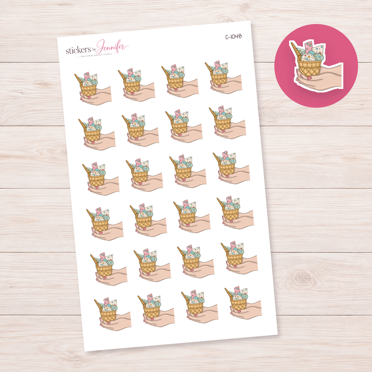 Retro Ice Cream Sundae Planner Stickers | C-1048