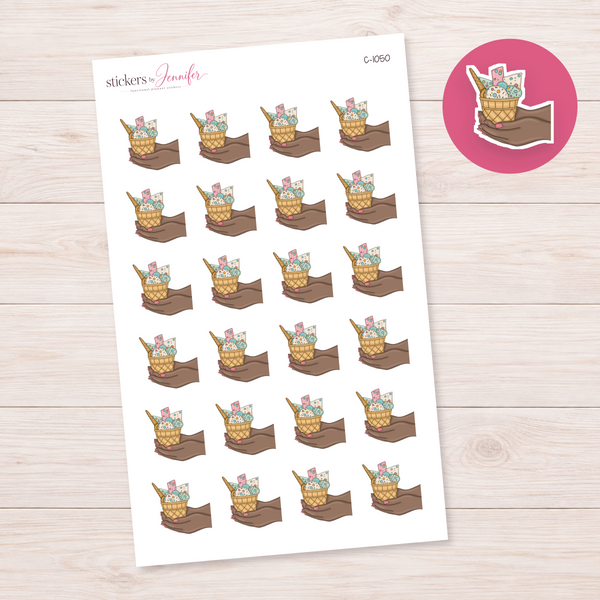 Pastel Sundae in Hands Planner Stickers | C-1050