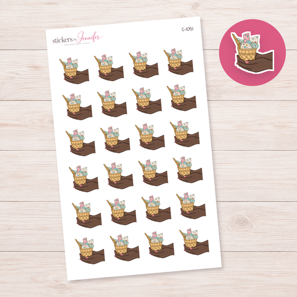 Pastel Ice Cream Cone in Hands Planner Stickers | C-1051