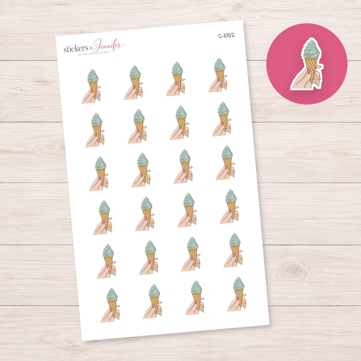 Mint Soft Serve Treat Planner Stickers | C-1052