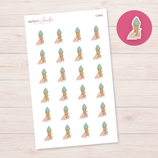 Mint Soft Serve Treat Planner Stickers | C-1052