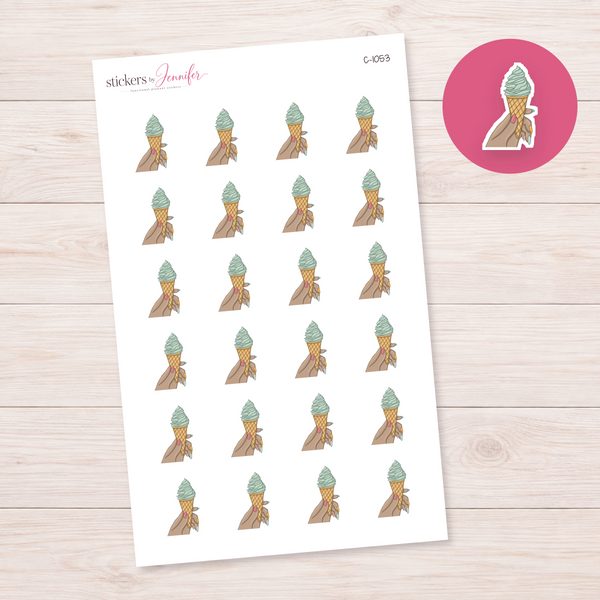 Mint Soft Serve in Hand Planner Stickers | C-1053