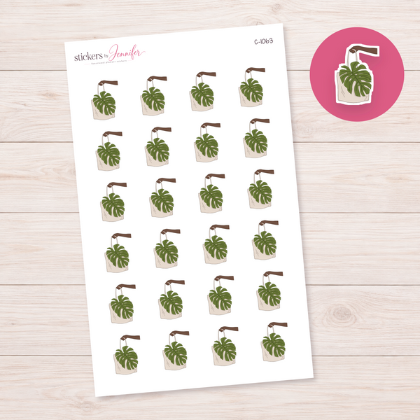 Watering a Monstera Planner Stickers | C-1063