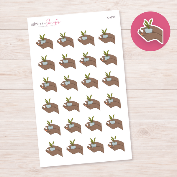 Tiny Plant in Hands Planner Stickers | C-1070