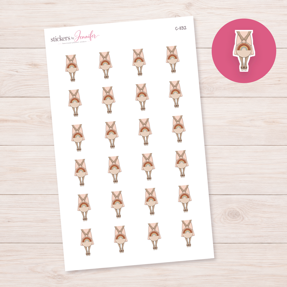 Rainbow Backpack Outfit Planner Stickers | C-1132
