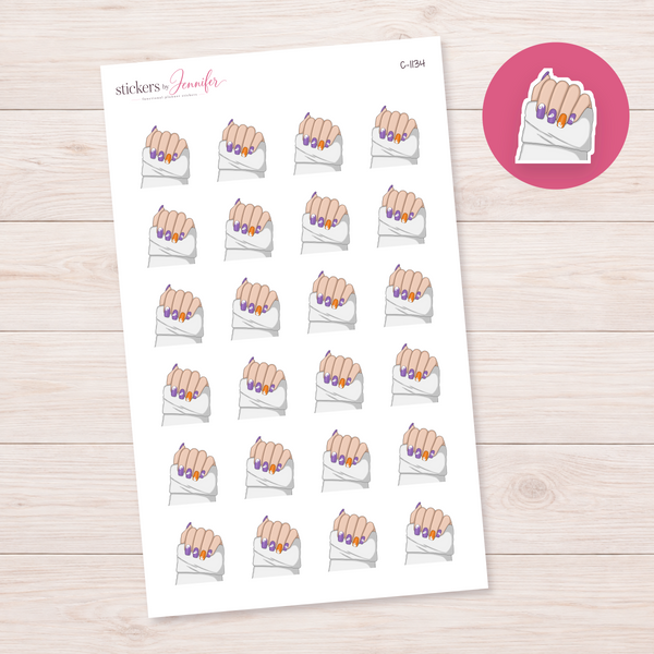 Purple Accent Nail Set Planner Stickers | C-1134