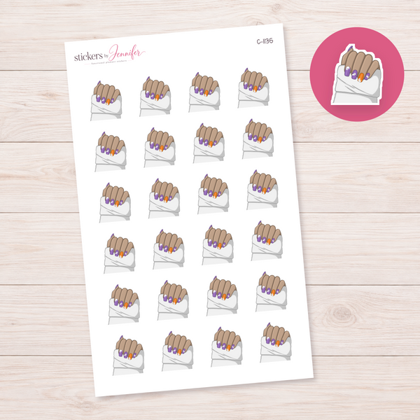 Purple and Orange Nails Planner Stickers | C-1135