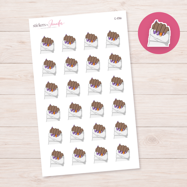 Purple and Orange Nail Detail Planner Stickers | C-1136