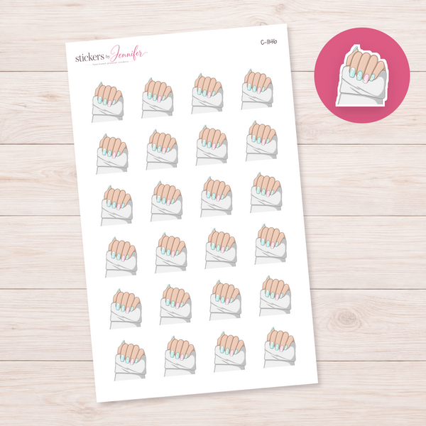 Mint and Pink Nail Set Planner Stickers | C-1146