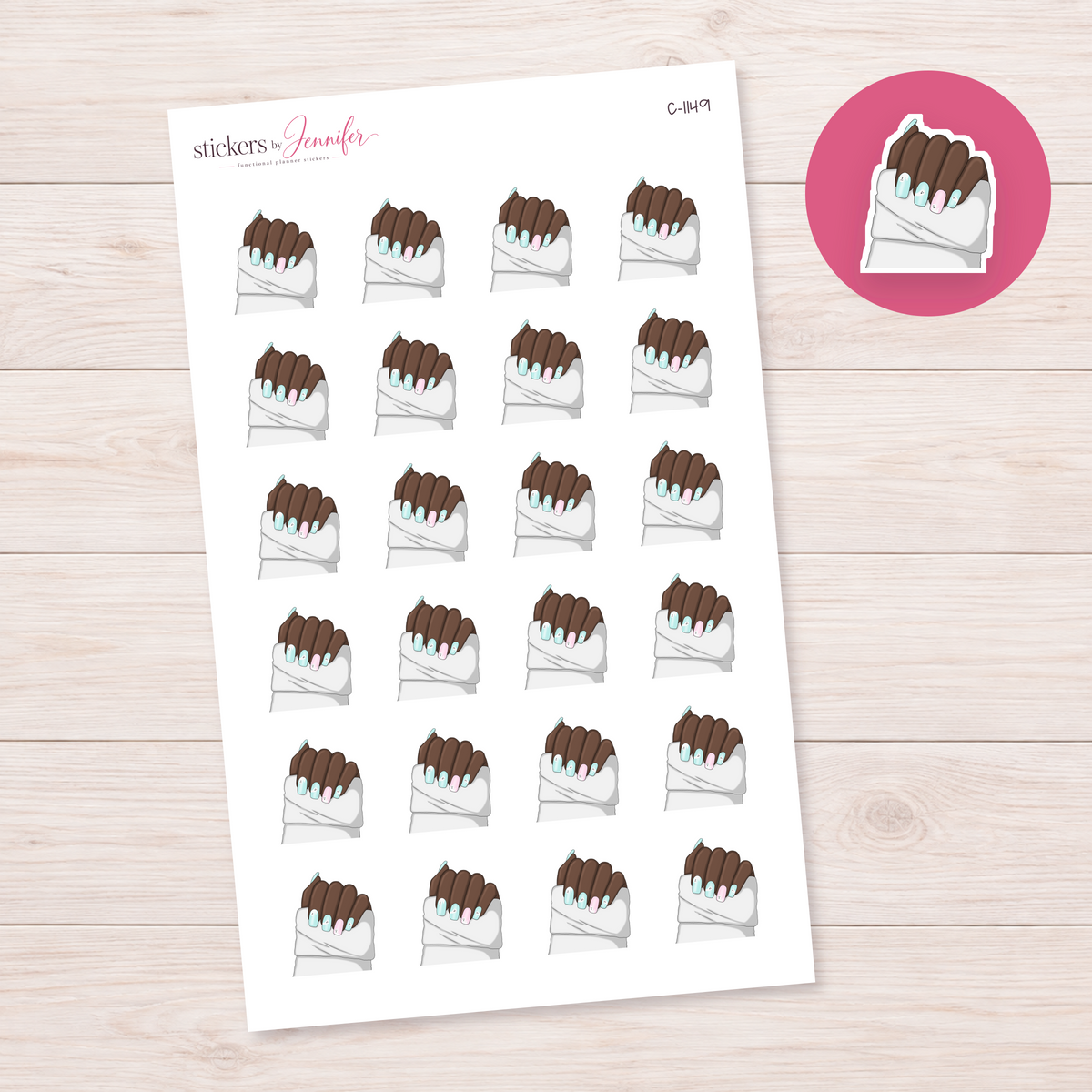 Mint and Blush Manicure Planner Stickers | C-1149
