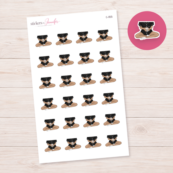 Black Pajamas and a Warm Drink Planner Stickers | C-1155
