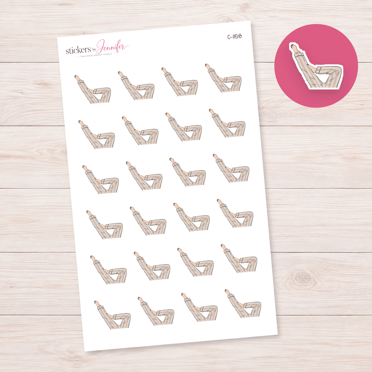 Striped Lounge Outfit Planner Stickers | C-1158
