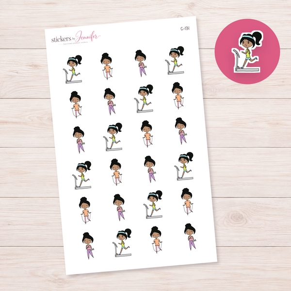 Workout Routine Character Planner Stickers — Black black-haired | C-131