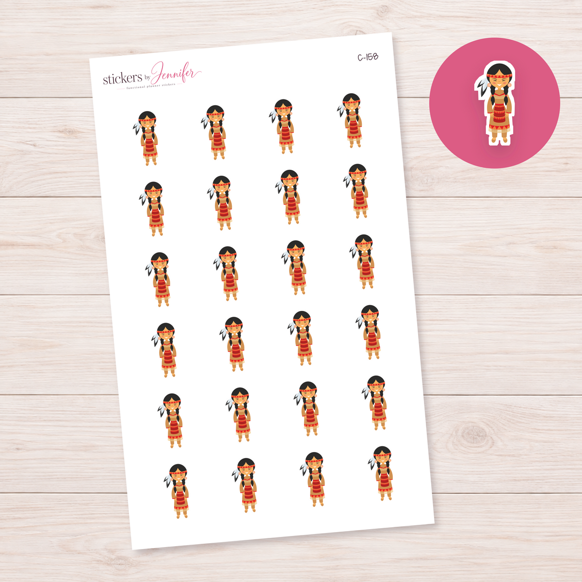 Braided Autumn Character Planner Stickers | C-158