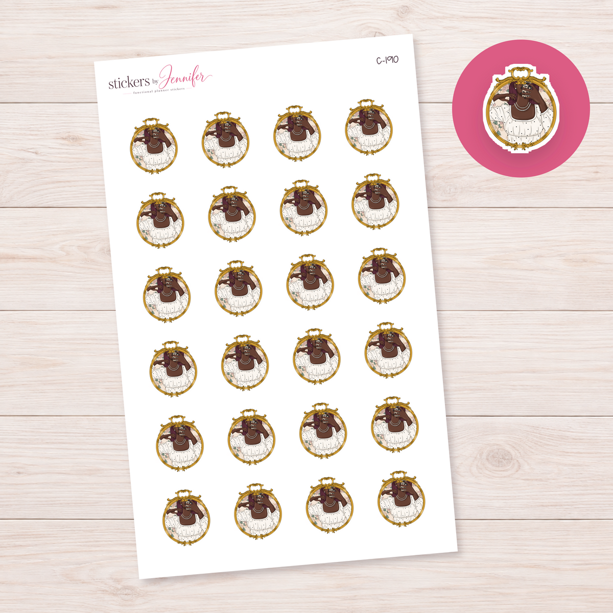 Ornate Mirror Portrait Planner Stickers | C-190