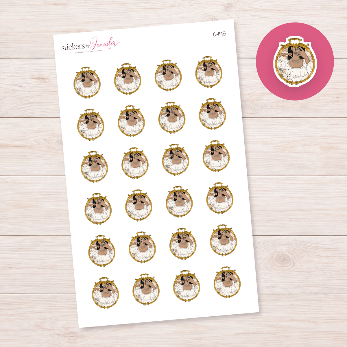 Gold Mirror Beauty Routine Planner Stickers | C-195