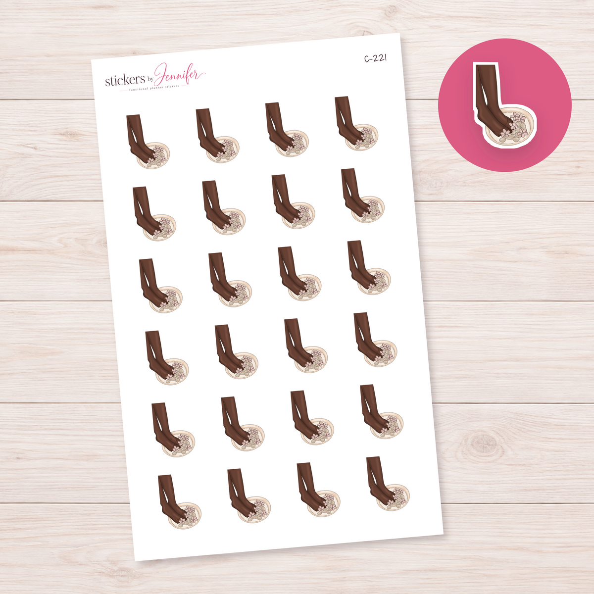 Floral Foot Soak — Deep Skin Planner Stickers | C-221