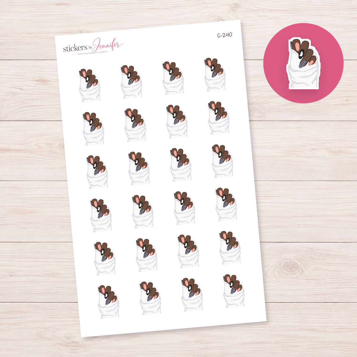 Neutral Accent Nails Planner Stickers | C-240