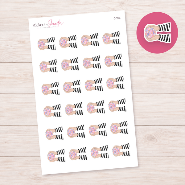 Pastel Candy Bowl in Hands — Light Skin Planner Stickers | C-241