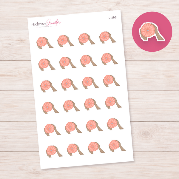 Holding a Peach Pumpkin — Tan Skin Planner Stickers | C-258