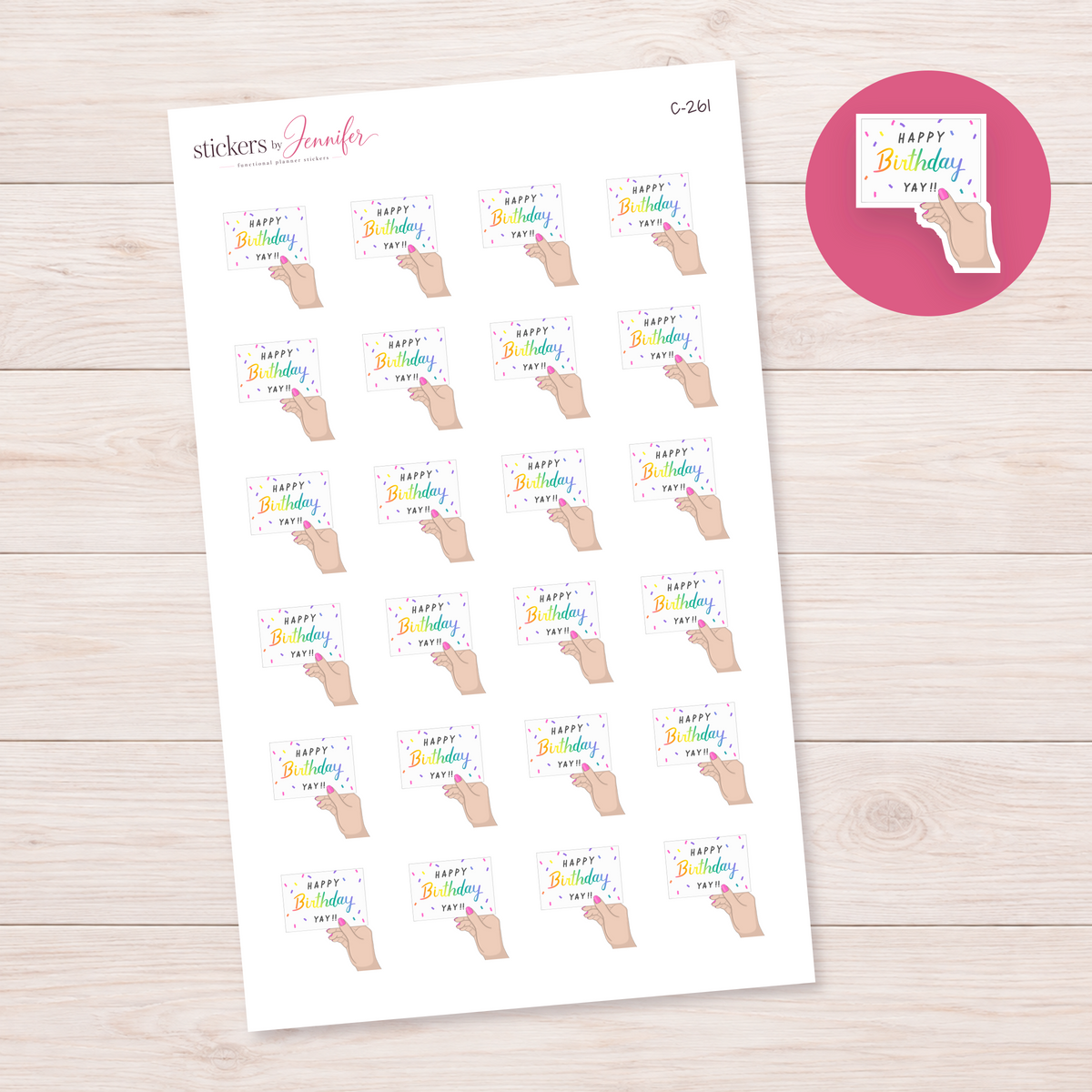 Happy Birthday Card Planner Stickers | C-261