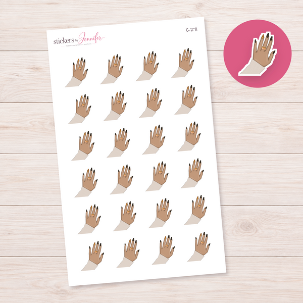 Autumn Manicure and Gold Ring — Brown Skin Planner Stickers | C-271