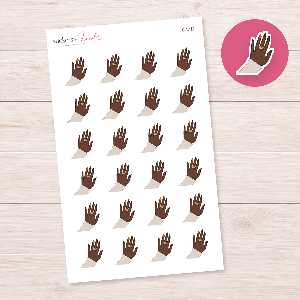 Golden Accent Manicure Planner Stickers | C-272