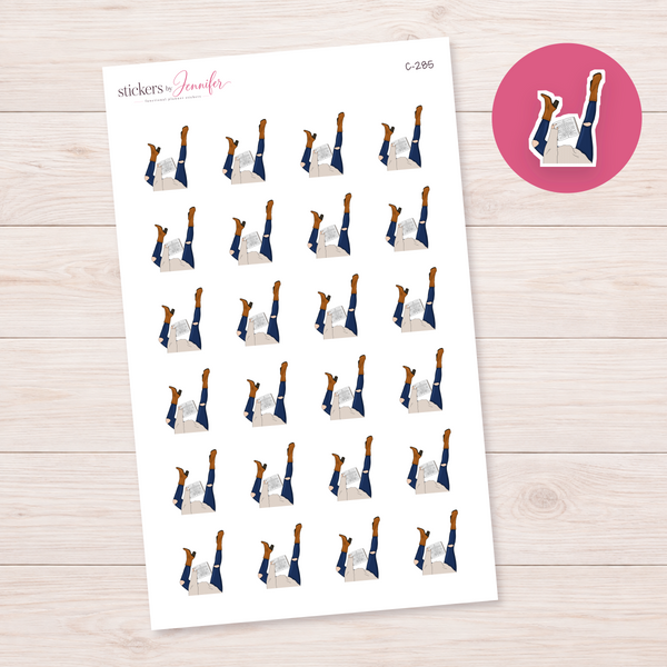 Autumn Boots and Open Book — Light Skin Planner Stickers | C-285
