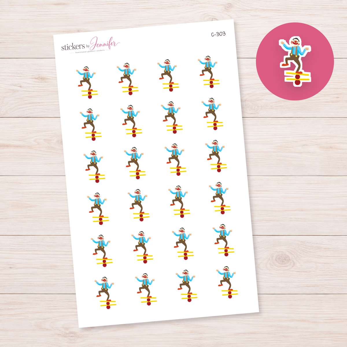 Balancing Clown Planner Stickers | C-303