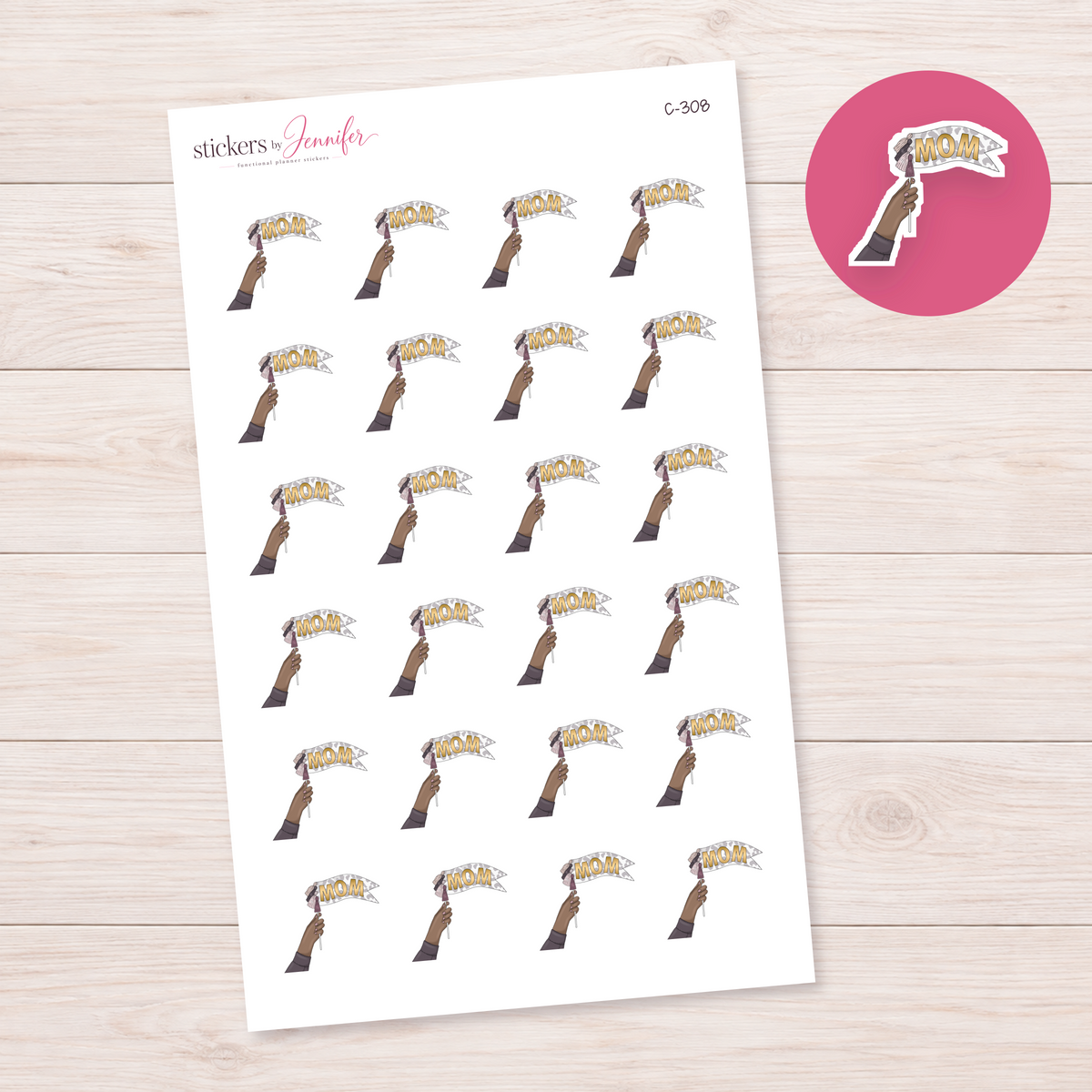 Mom Celebration Pennant — Deep Skin Planner Stickers | C-308