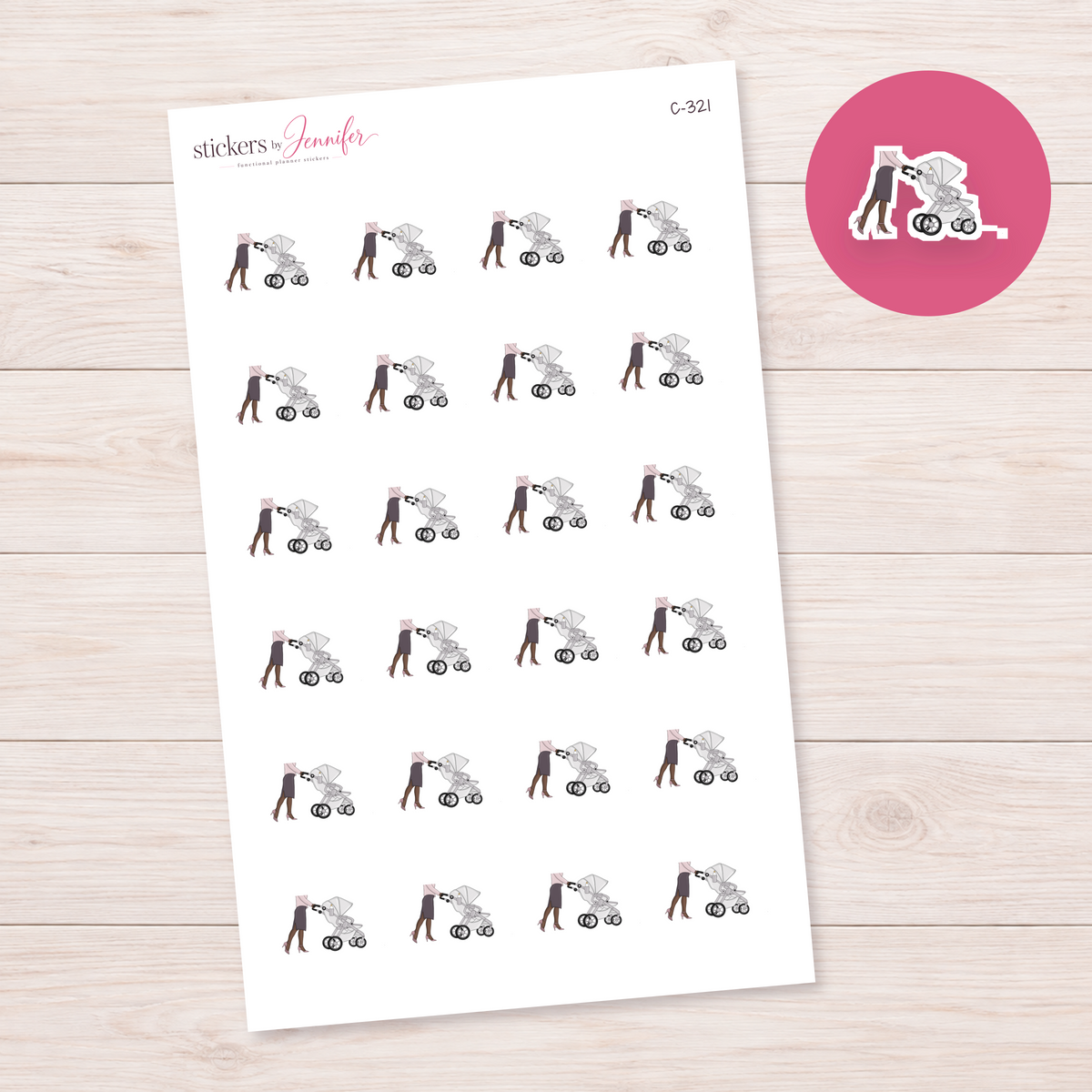 Walking with a Stroller Planner Stickers | C-321