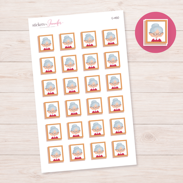 Framed Grandma Portrait Planner Stickers | C-450