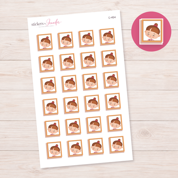 Framed Brown-Haired Girl Portrait Planner Stickers | C-454