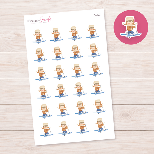 Winter Skiing Child Planner Stickers | C-465