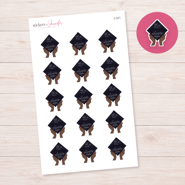 Adventure Begins Graduation Cap Planner Stickers | C-517