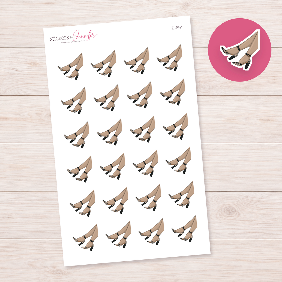 Leopard Strap Heels Planner Stickers | C-547