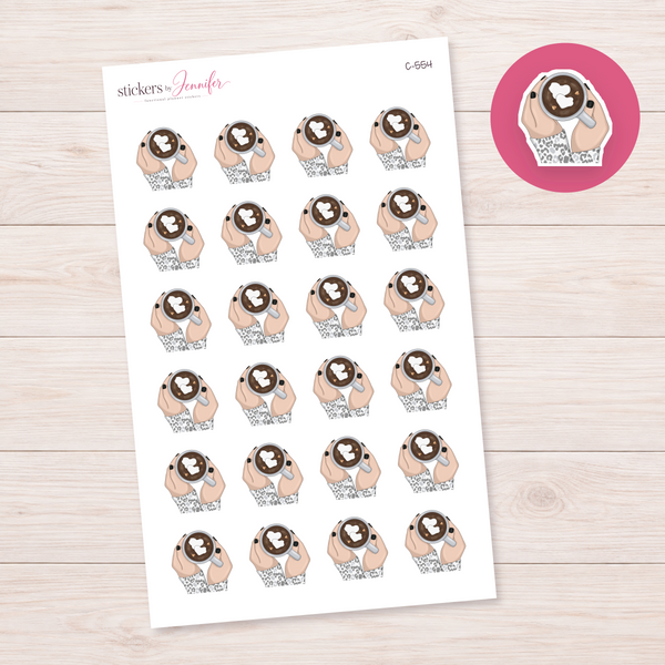 Marshmallow Cocoa in Hands — Light Skin Planner Stickers | C-554