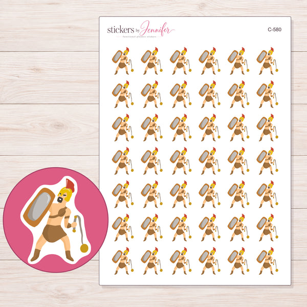 C-580 planner sticker sheet with enlarged sticker detail