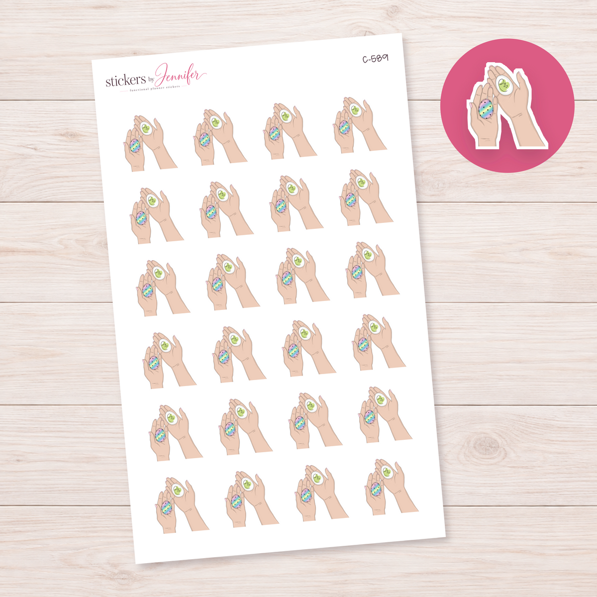 Decorated Eggs in Hands Planner Stickers | C-589