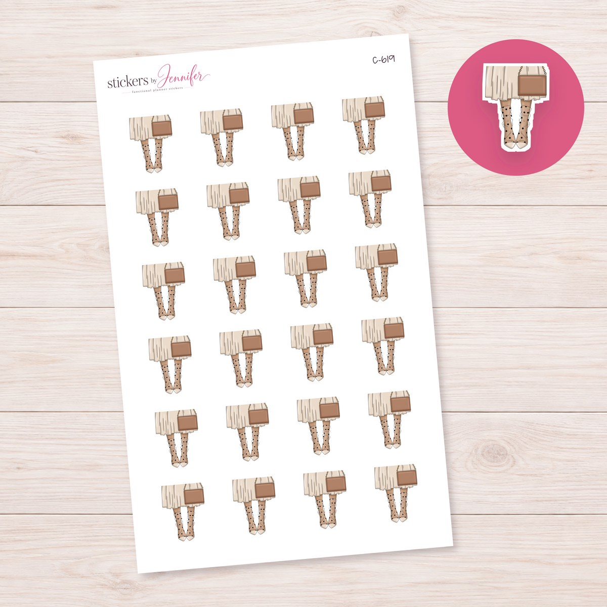 Neutral Skirt Outfit Planner Stickers | C-619