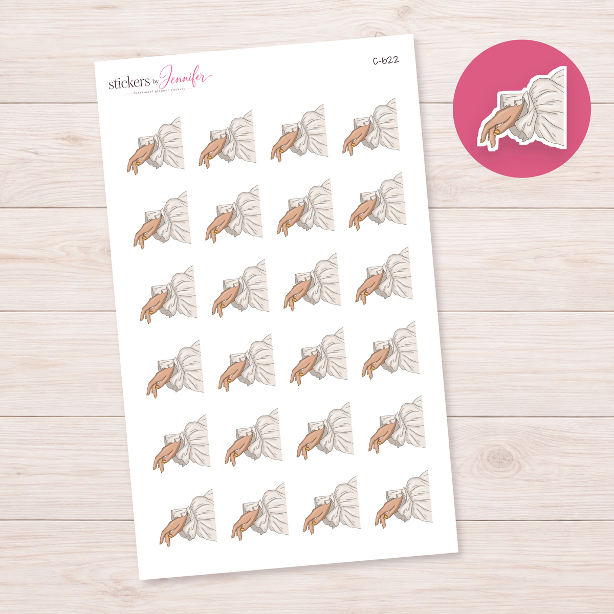 Ruffled White Sleeve — Tan Skin Planner Stickers | C-622