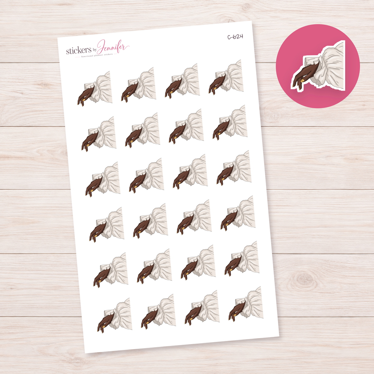 Ruffled White Sleeve — Brown Skin Planner Stickers | C-624