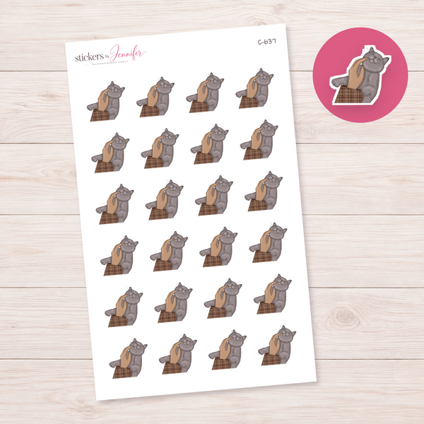 Petting a Gray Cat Planner Stickers | C-637